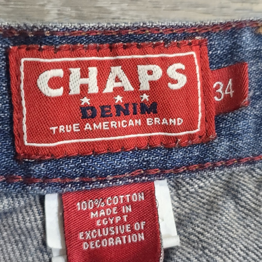 Vintage Y2K Chaps Denim Baggy Carpenter‎ Shorts Mens Size 34 Med/Dark Wash - Picture 9 of 16